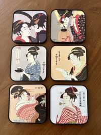 Conjunto de bases para copos Japonês (Utamaro)