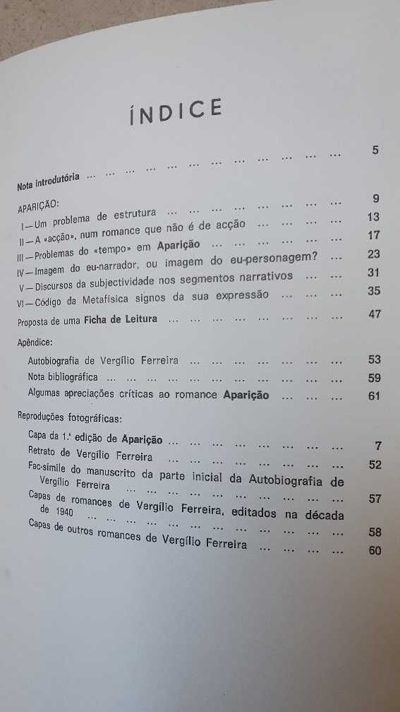 Aparição de Vergílio Ferreira-Contribuição para uma Ficha de Leitura