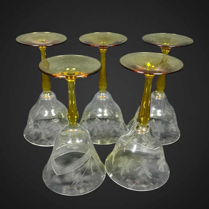 Kieliszki do wina krszytałowe szlif roślinny oliwkowa nózka B5/110938