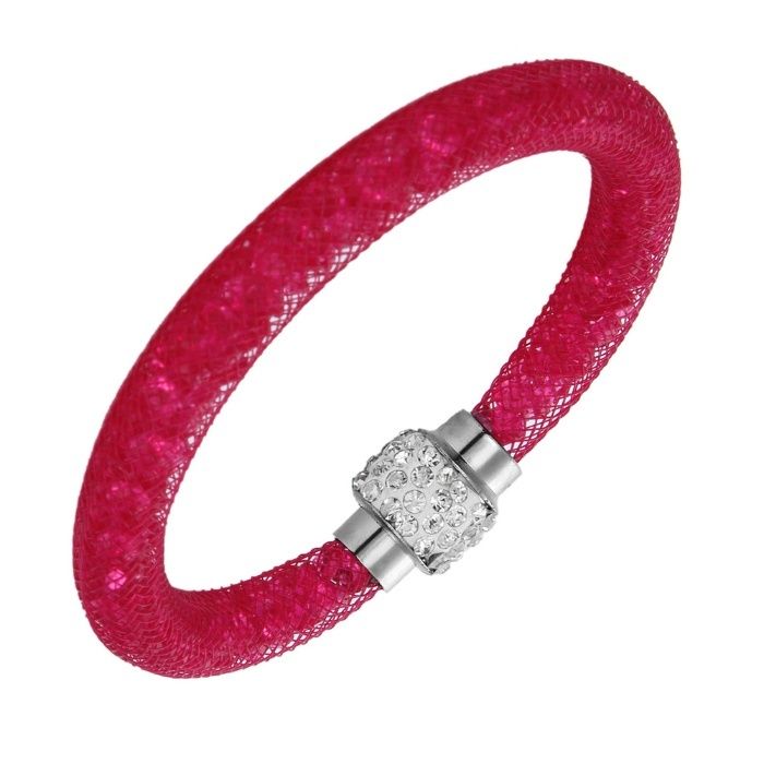 Śliczna różówa bransoletka STARDUST SWAROVSKI crystal magnes Charm