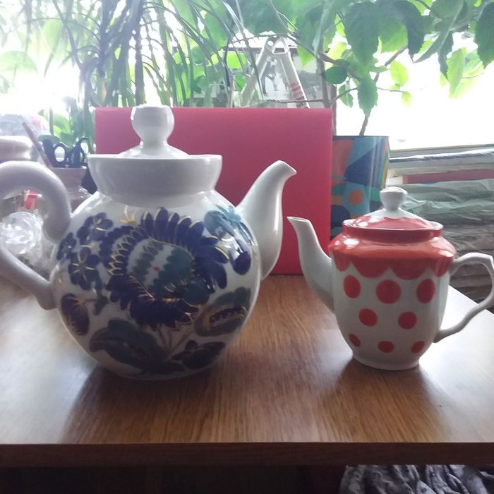 Чайник большой, доливной и заварочный СССР. Винтажные клипсы.