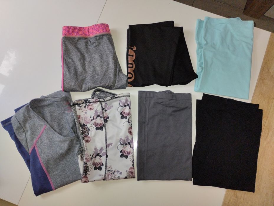 7 sztuk ubrań spodnie bluzki na siłownię aerobik rower do ćwiczeń