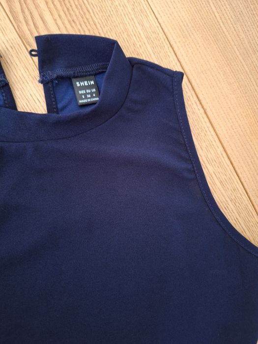 Elegancki komplet spodnie i top, granatowy, Shein. Rozmiar 36, S