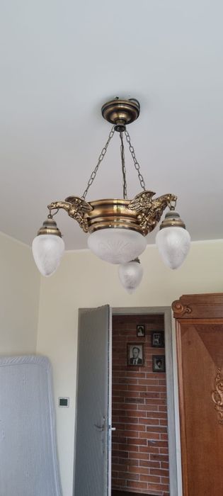 Żyrandol mosiężny stylizowany orzeł