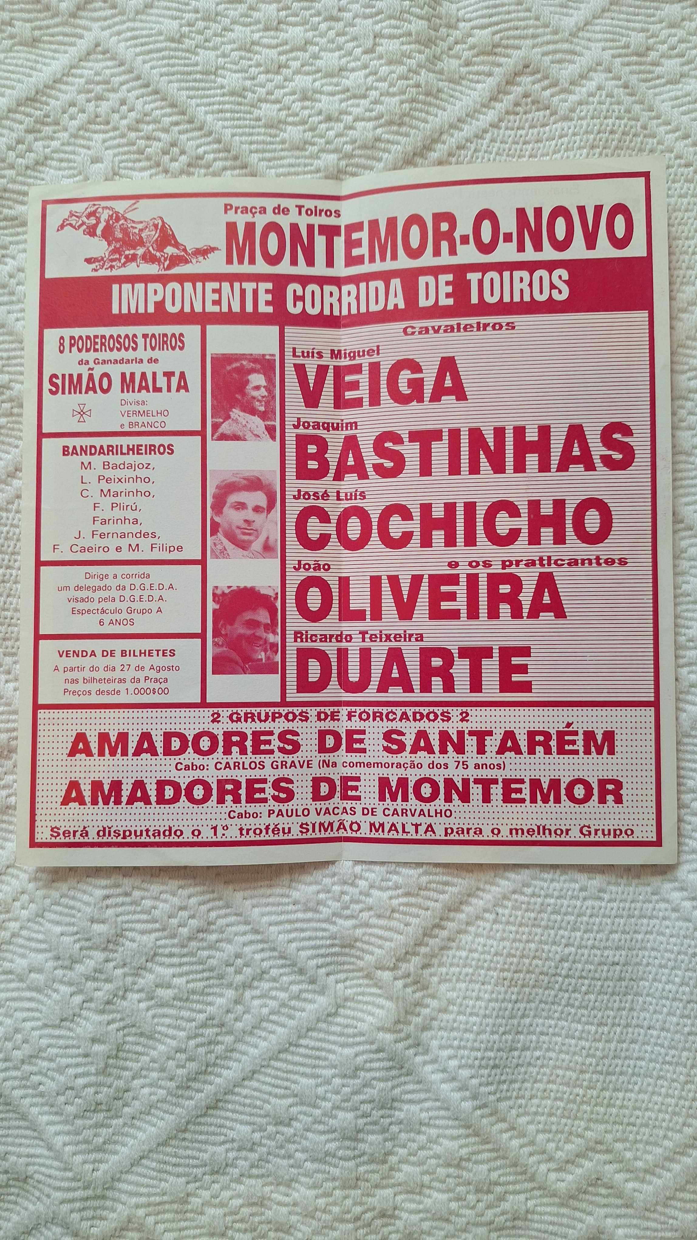 Cartaz panfleto corrida de toiros tourada tauromaquia 1990