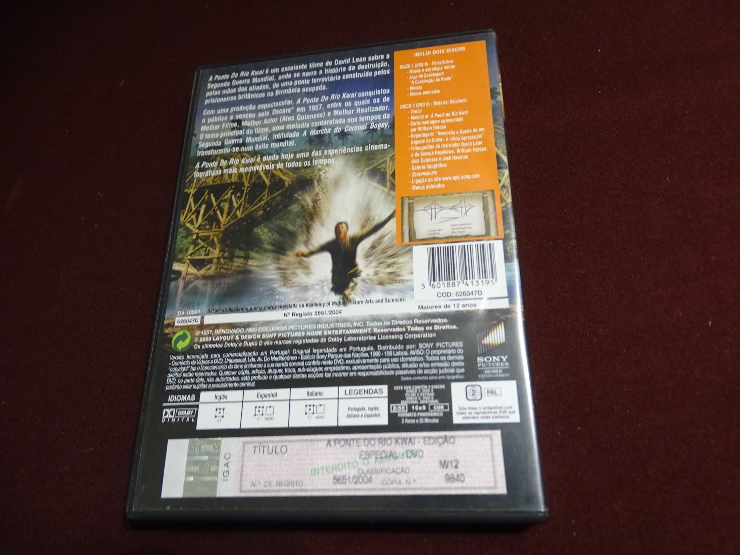 DVD-As pontes do Rio Kwai-William Holden-Edição de coleccionador