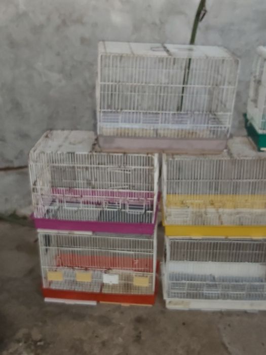 Gaiolas com marcas de uso