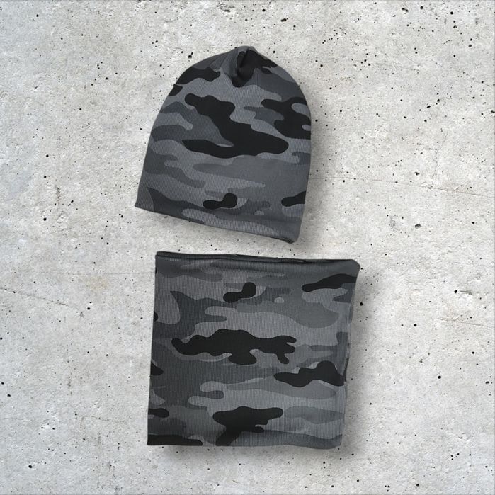 Komplet chłopięcy wiosenny moro czapka komin nowy 5-8 lat