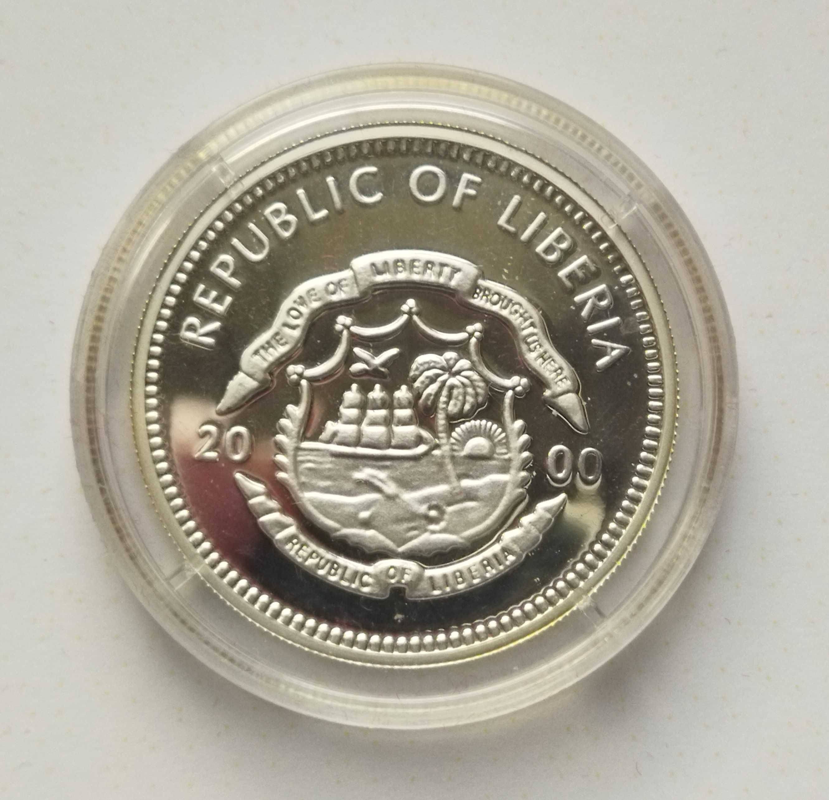 Srebrna moneta 5 dolarów 2000 r. Liberia