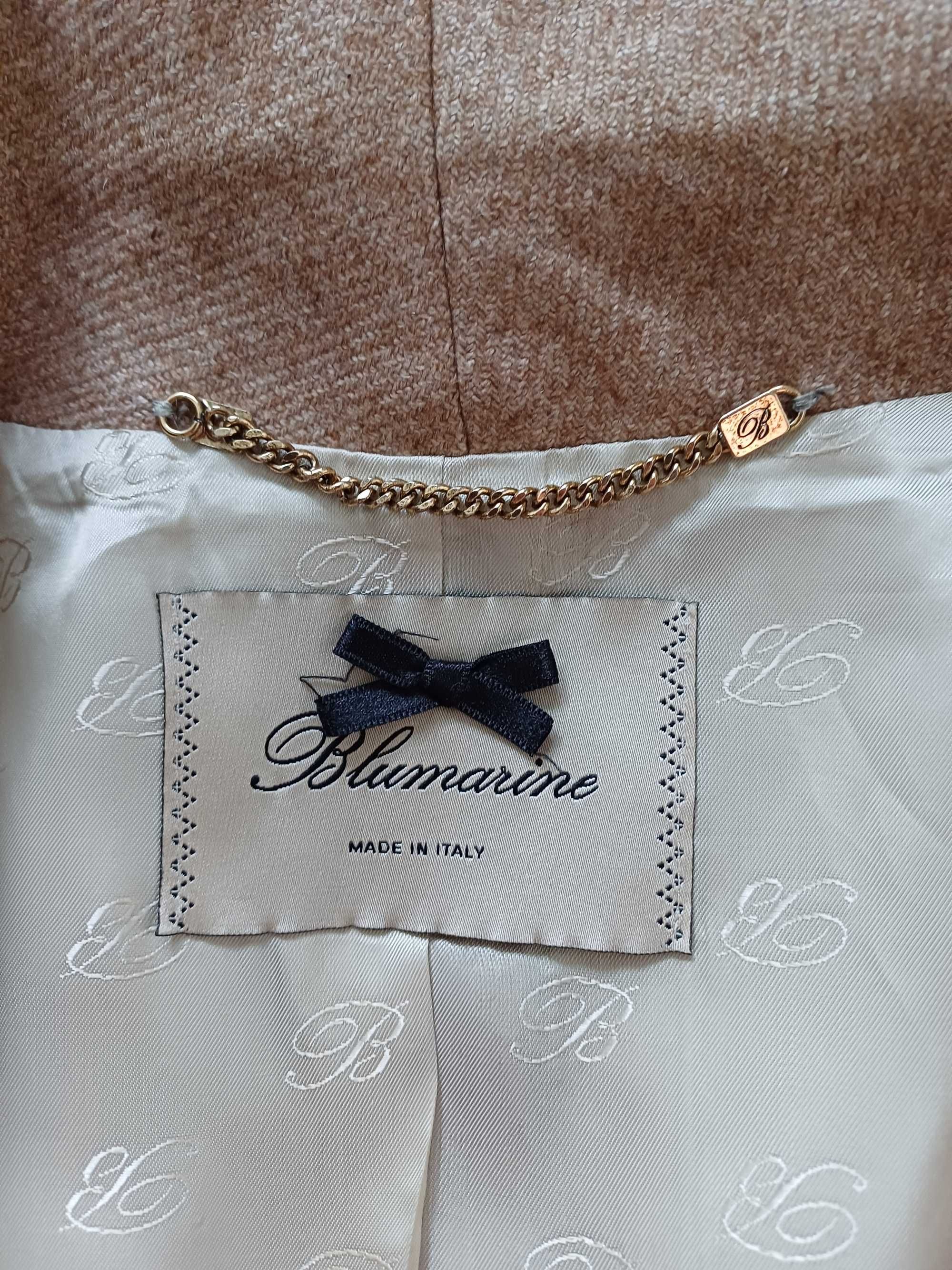 Blumarine dwurzędowy płaszcz kaszmir jedwab rozmiar M