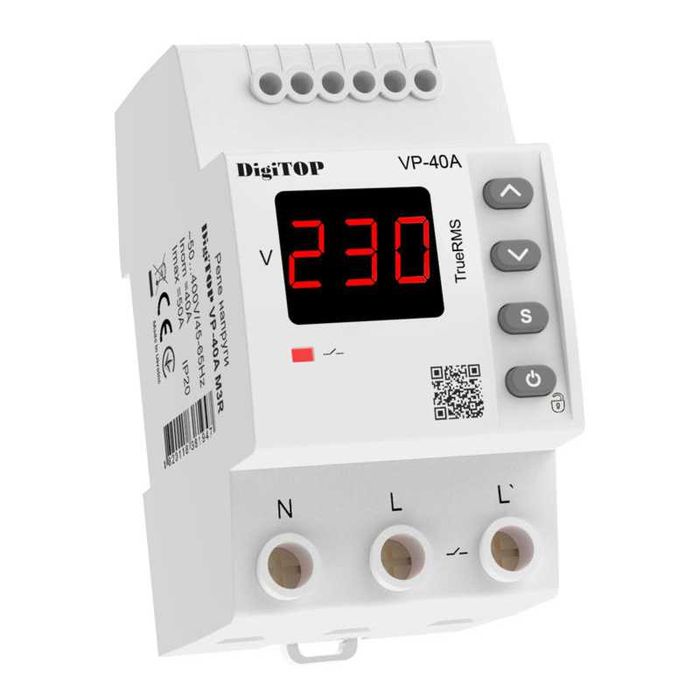 Реле напруги 16A 32A 40A 63A Захист від перепадів напруги VP-40A M3R