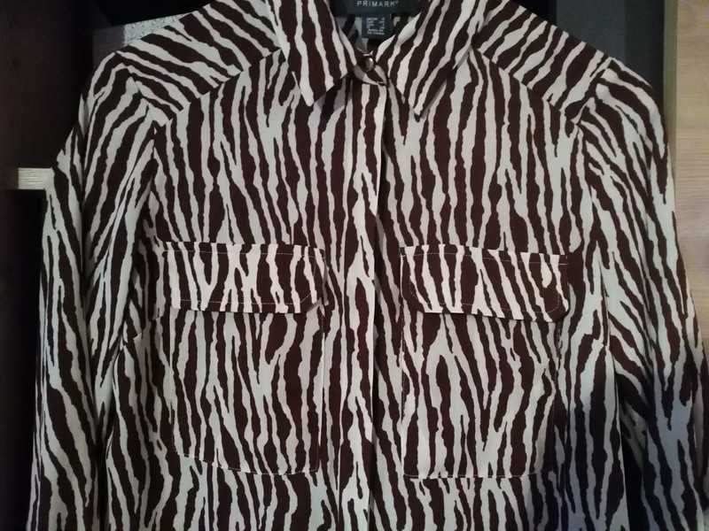 Koszula zebra motyw zwierzęcy Primark 6 XS 34 brąz 8 S 36