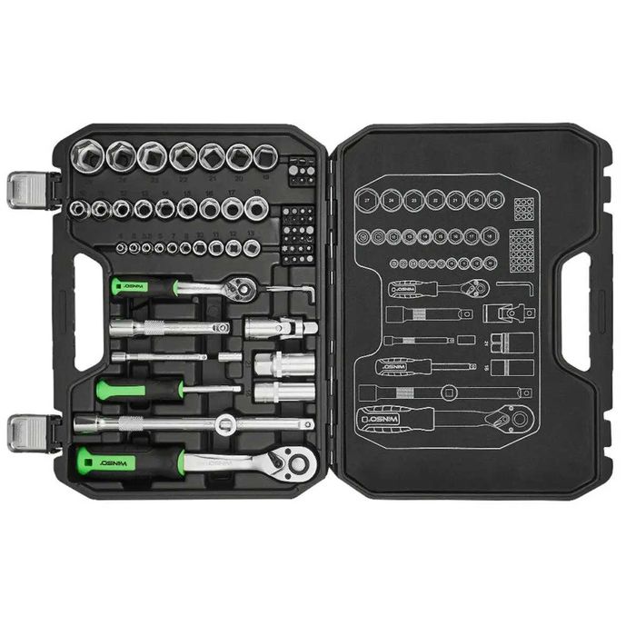 Набір інструментів в кейсі Winso Pro 1/2", 1/4" 72 T, CR-V, 73од.