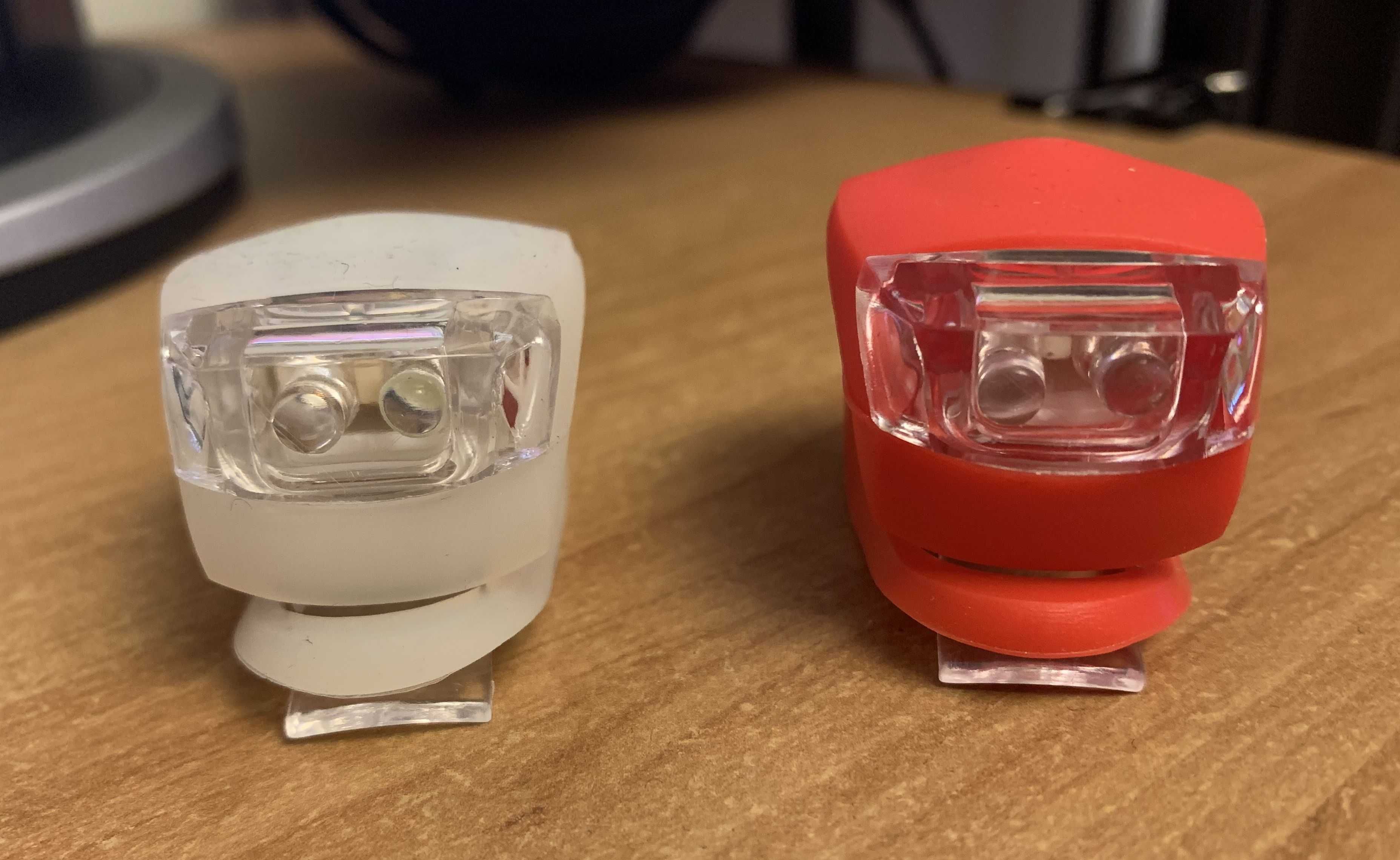 Światełko led lampka na baterie do roweru biała i czerwona 2 szt.
