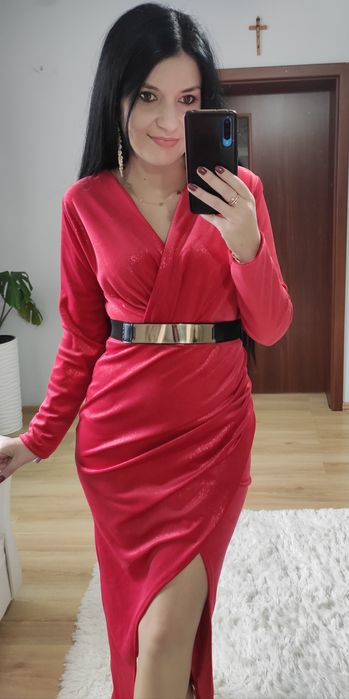 Sukienka długa maxi welur błyszcząca święta wigilia sylwester