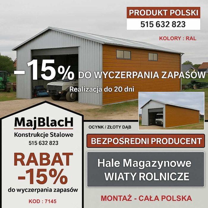 Garaż Blaszany Ocynkowany | MAGAZYN| Schowek| Blaszak| RAL– Maj-Blach