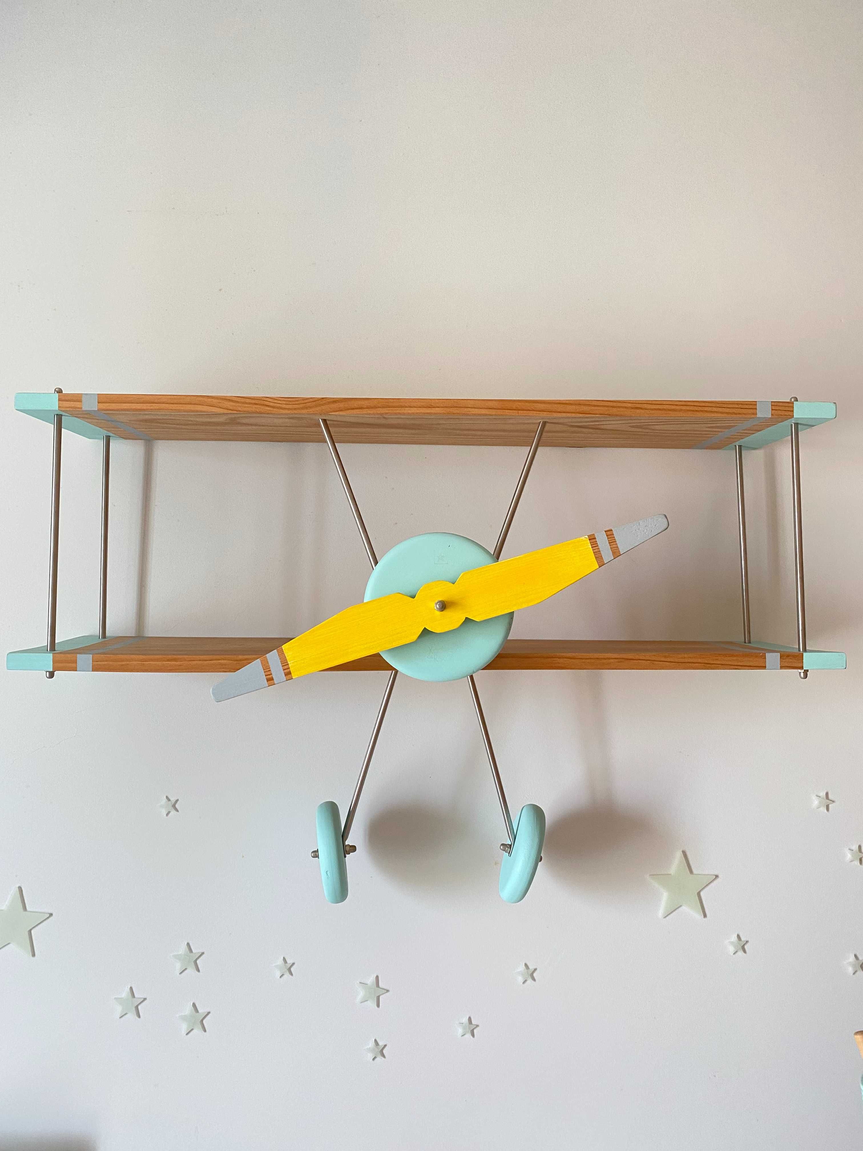 Prateleira Avioneta Azul/ Amarelo Xadrez às Riscas – Excelente Estado