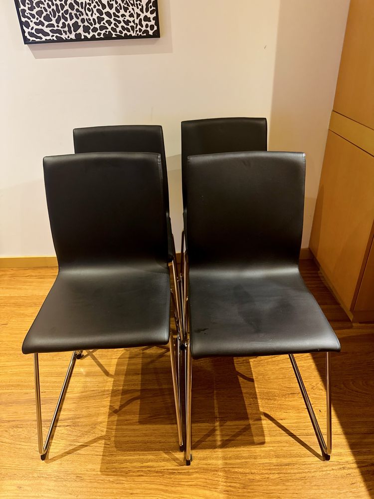 4 Cadeiras mesa de jantar pele - Burlas só com qualidade
