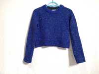Sweterek sweter kobaltowy chabrowy niebieski krótki połyskujący