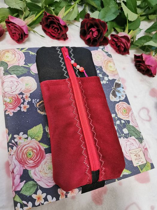 Piórnik na gumce na notatnik hand made