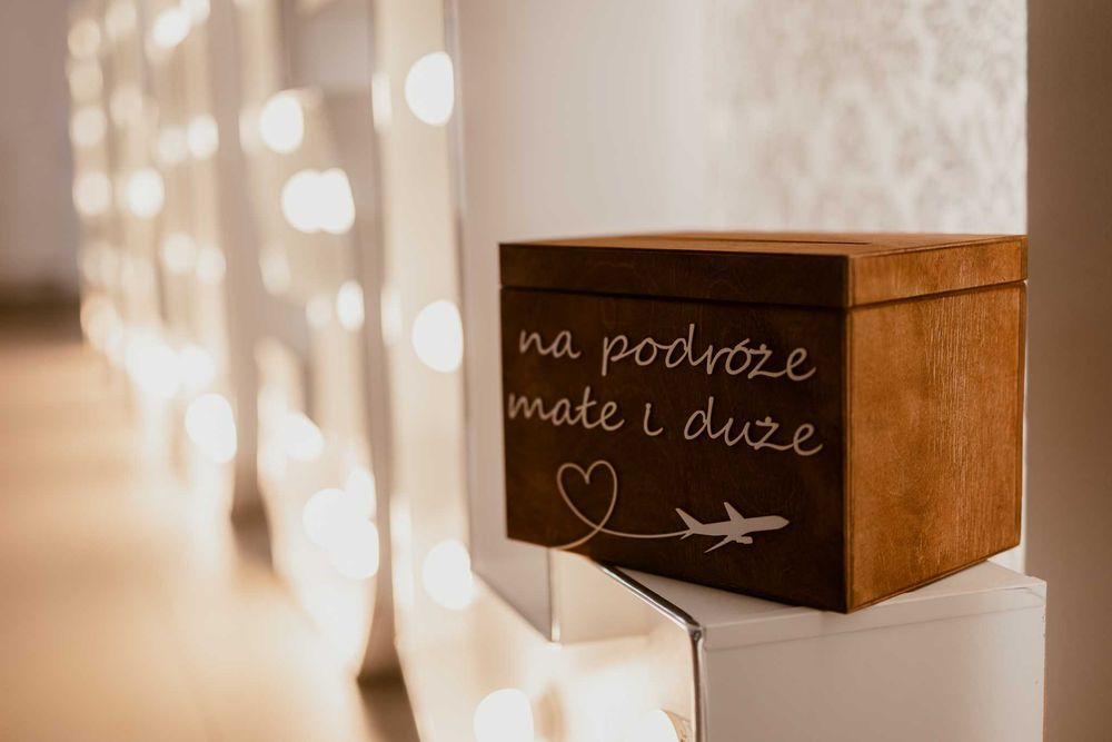Pudełko Skrzynka na Koperty Ślubne + Szkatułka na Obrączki Dąb 2