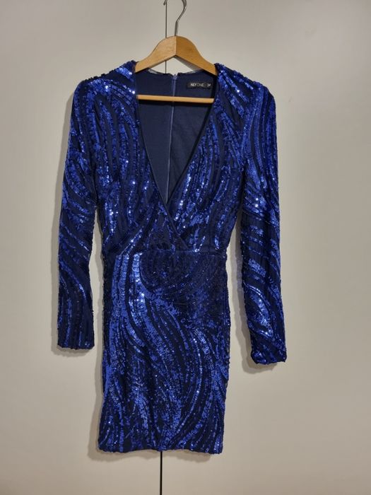 Sukienka cekiny sylwester impreza koktajlowa brokat 34 XS moda