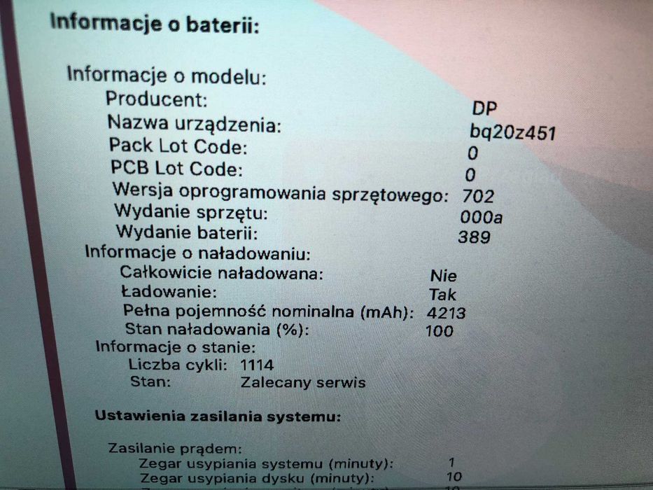 Apple Macbook Pro A1502 Late 2013 i5 8GB/128GB bateria zasilacz