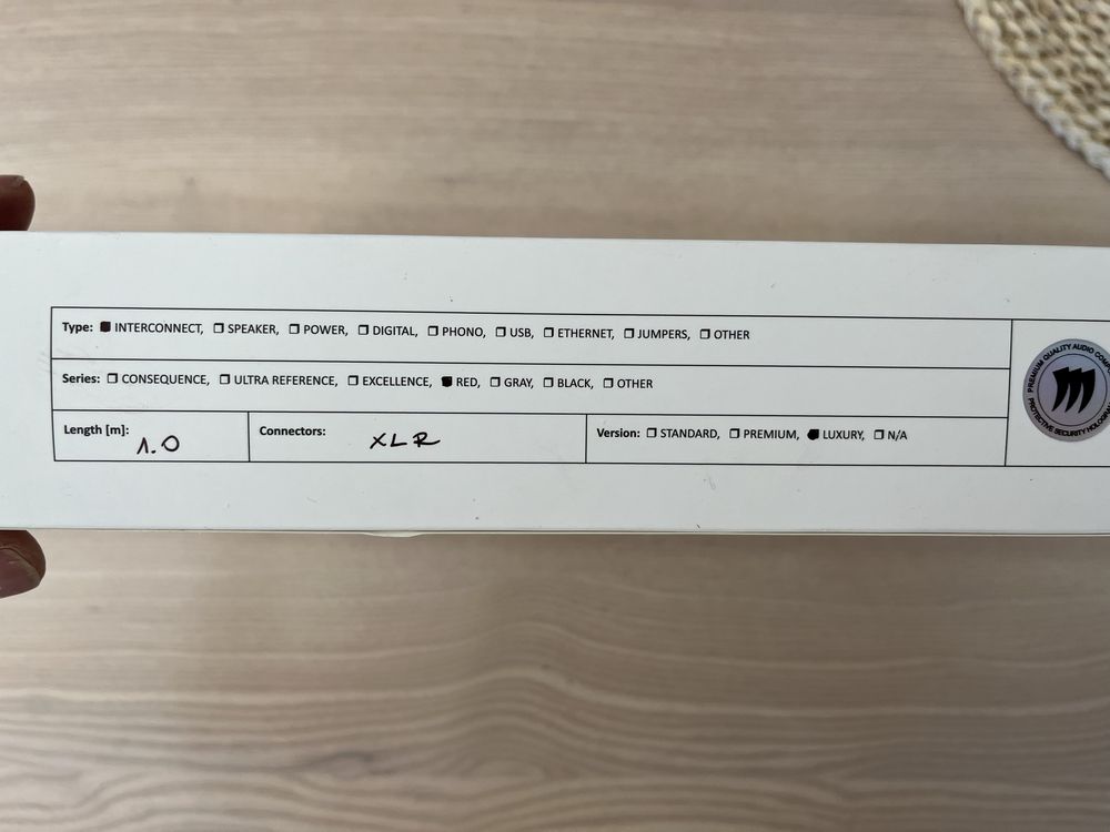 Kabel przewód Interkonekt XLR Audiomica Rhod Reference luxury 2x 1m