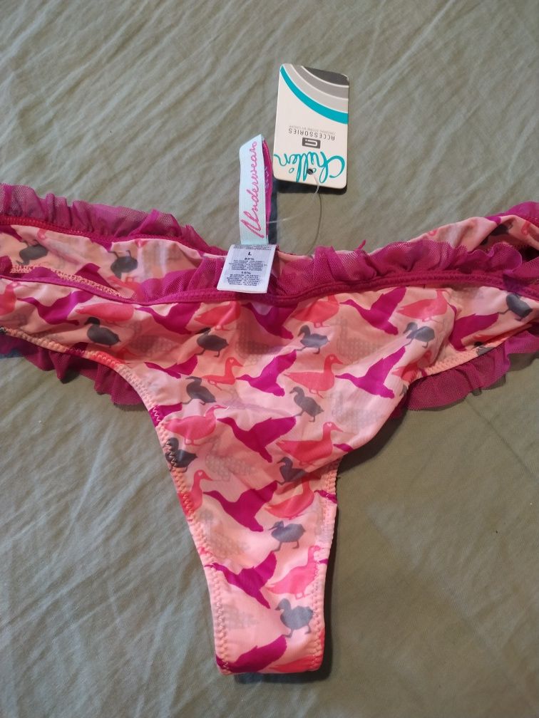 Nowe stringi różowe w kaczki Cropp L