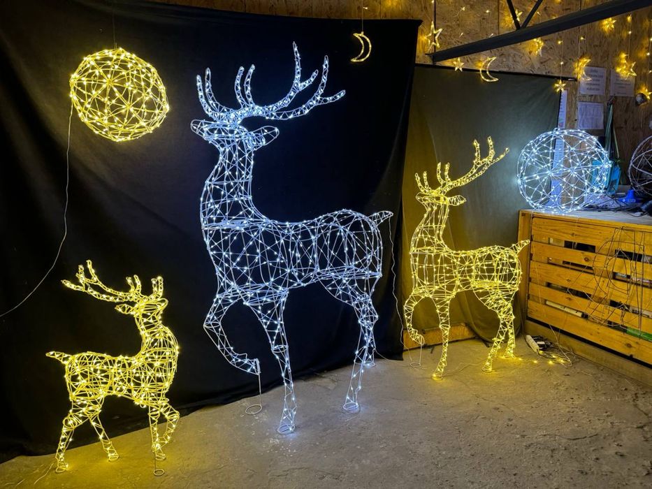 Олень та сані новорічні. Олень сниговик фигуры