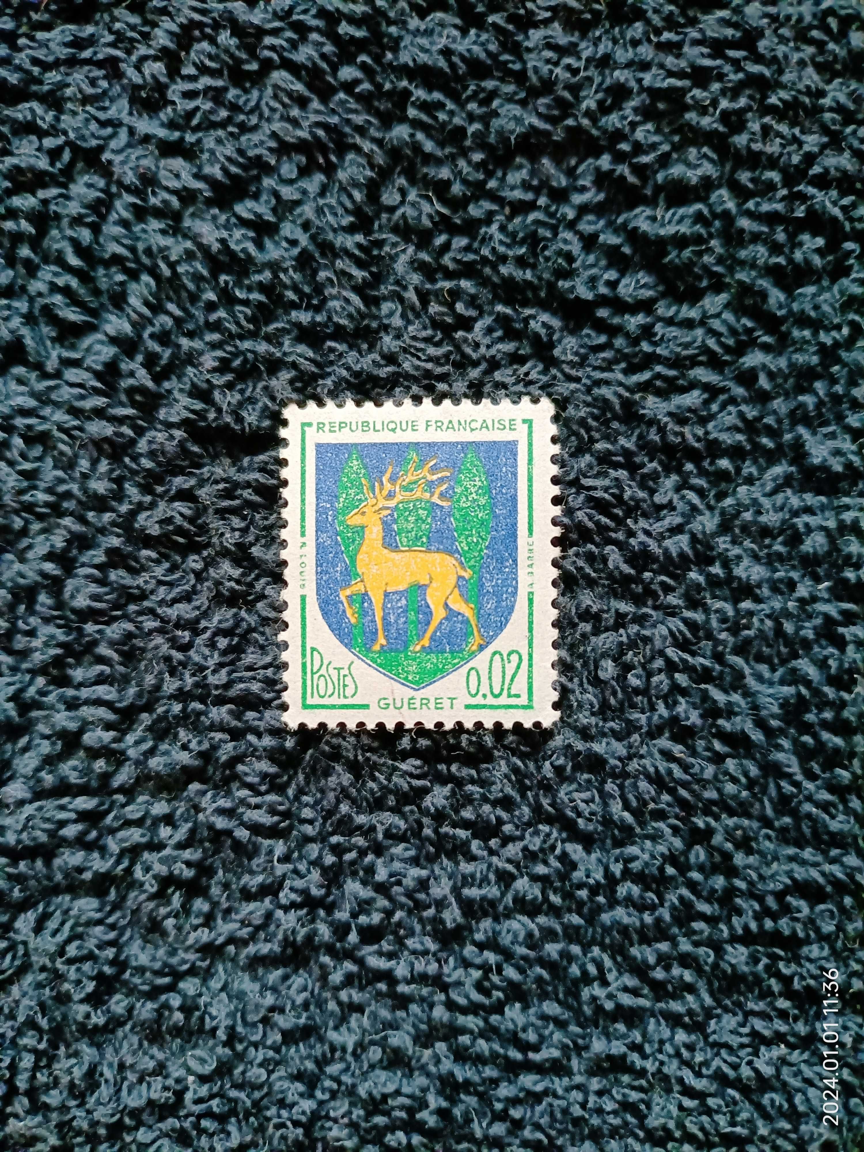 znaczek pocztowy francuski ,1964 r. herb Gueret