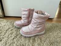 Buty śniegowce r 29 dla dziewczynki z wypełnieniem z wełny rozowe
