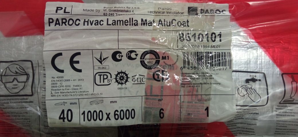 Wełna kamienna PAROC Hvac Lamella Mat AluCoat 40mm 1000 x 6000 6m2
