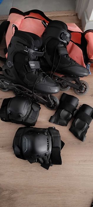 Patins em Linha Adulto FIT100 Preto/Prateado OXELO (40 e 43)