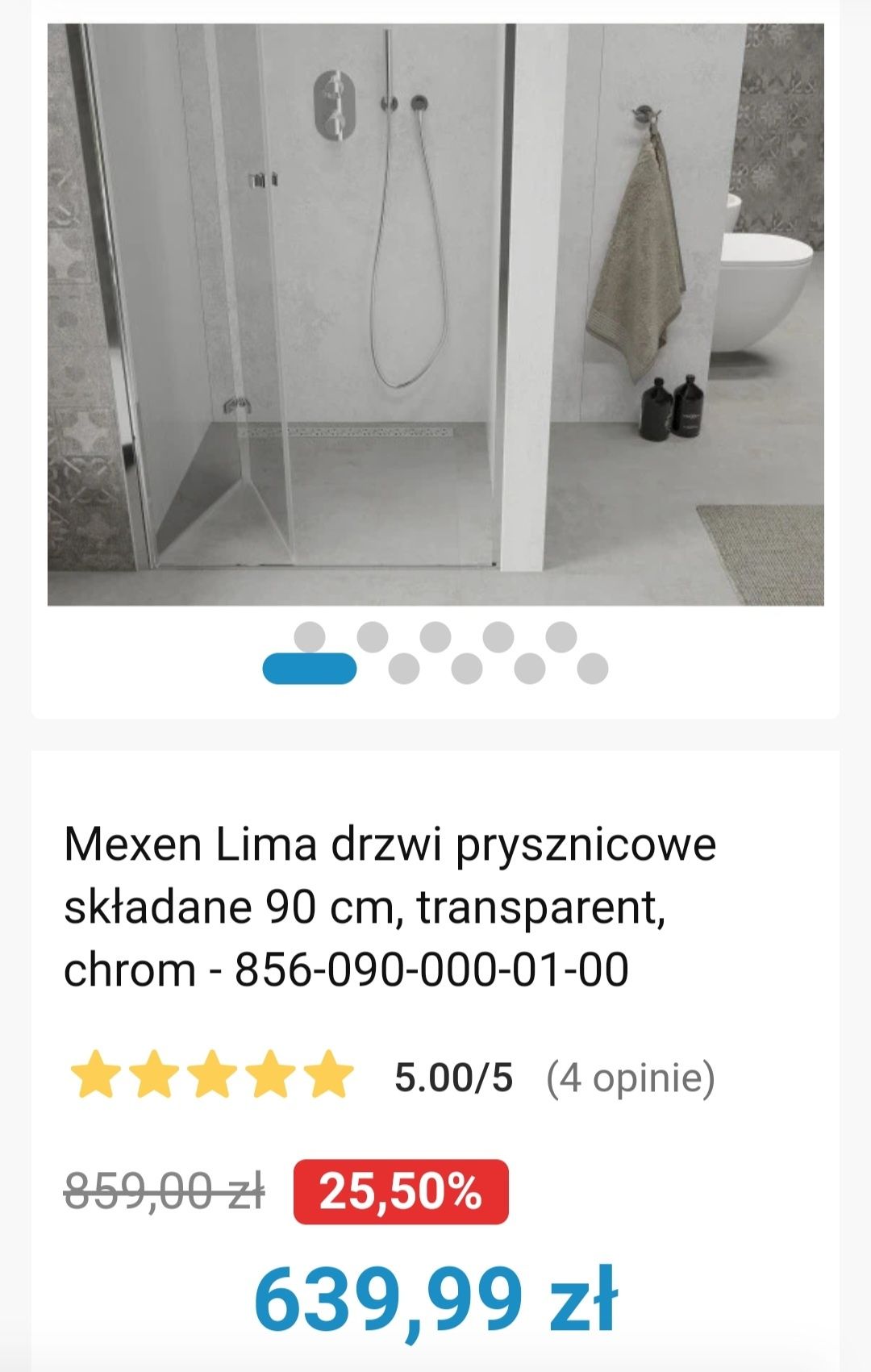 Drzwi prysznicowe harmonijkowe skladane 90 cm