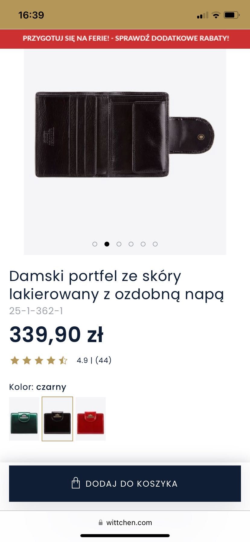 Portfel damski wittchen czarny lakierowany