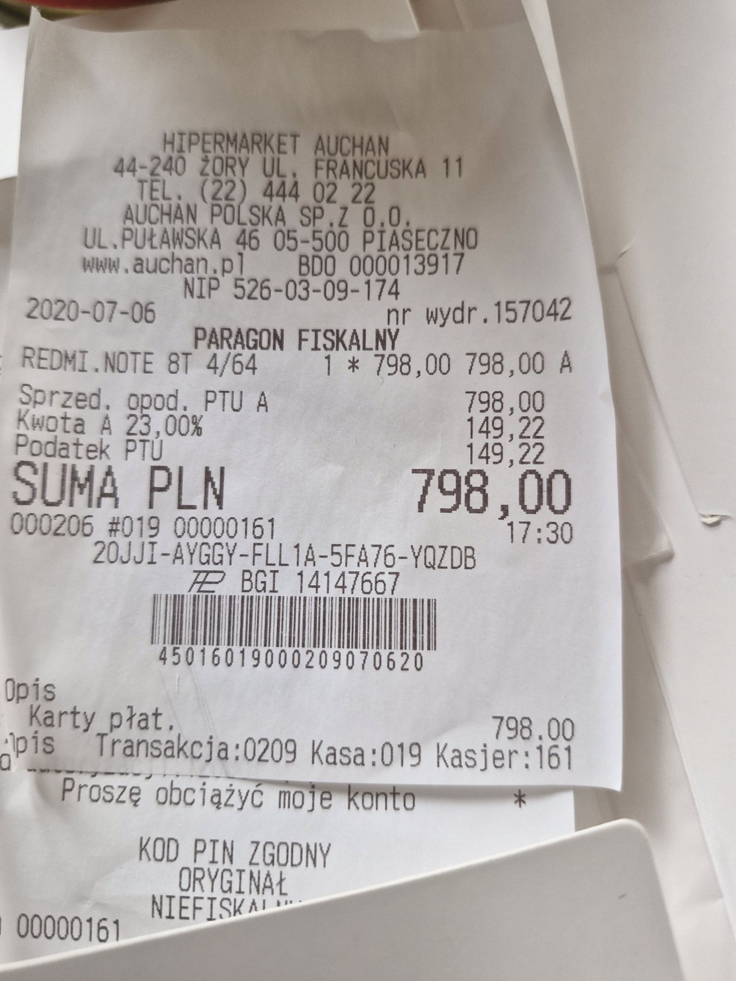 Telefon smartfon Redmi note 8 T