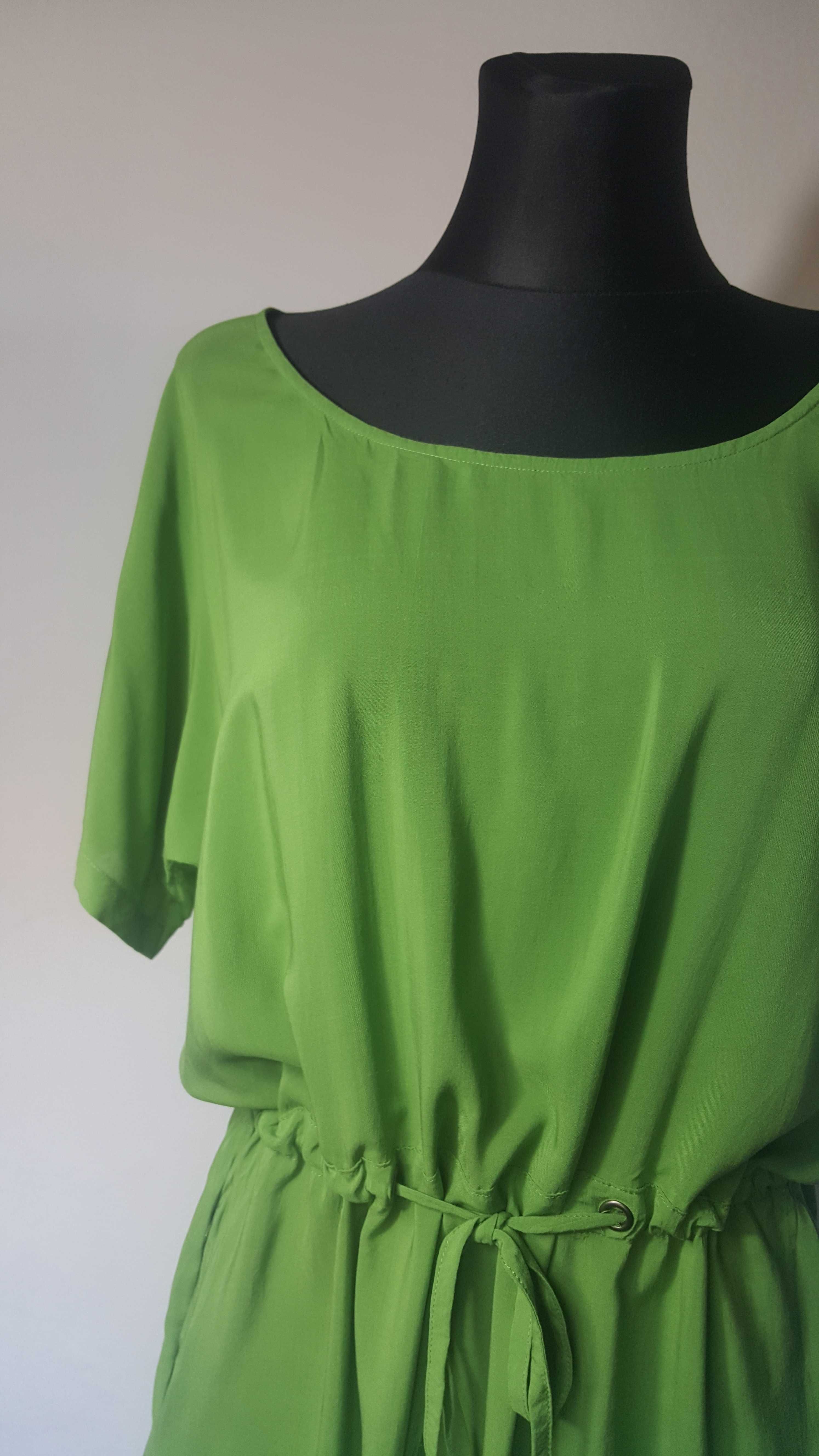 CARRY Zielona sukienka Tunika Basic Nietoperz Okrągły dekolt 36