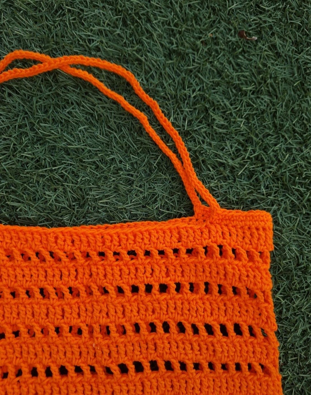 Tote bag laranja crochet