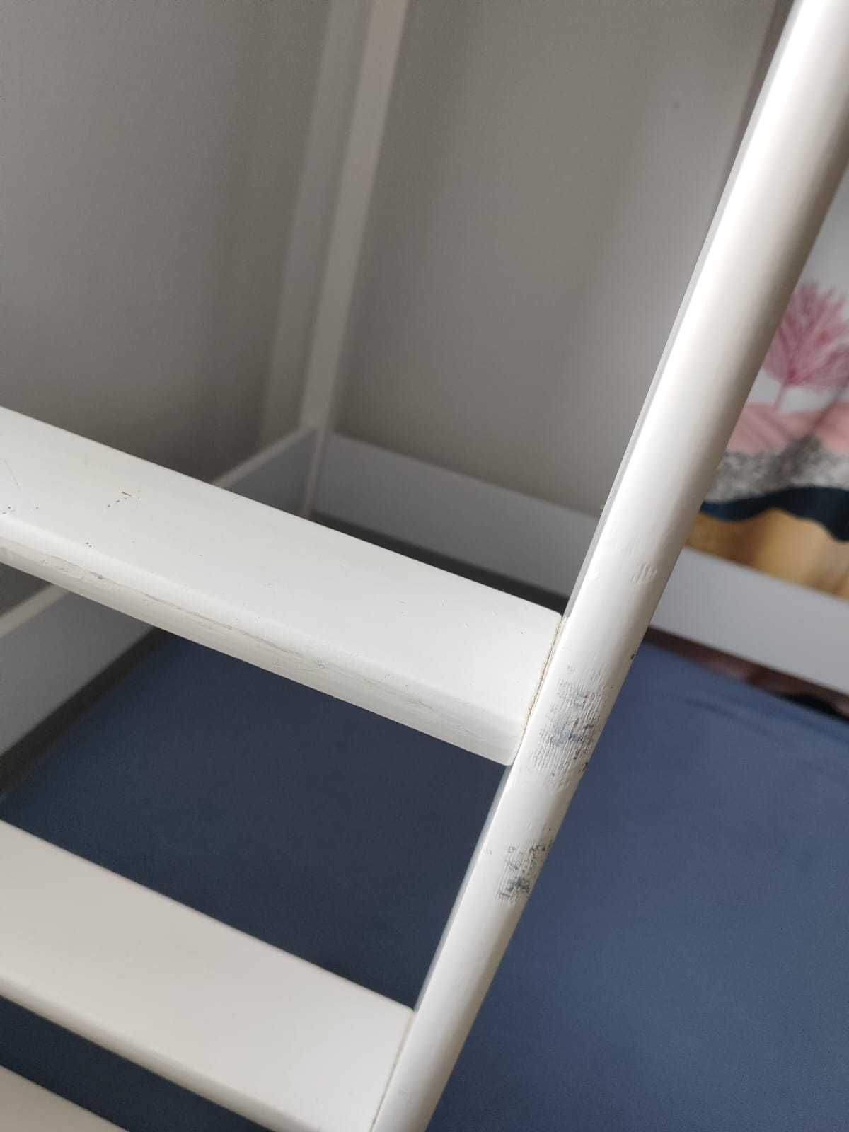 Białe łóżko piętrowe 90 x 200 cm