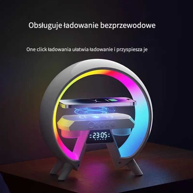 2024 DUŻA 24cm Inteligentna Lampa LED RGB z Ładowarką QI Głośnik Blue