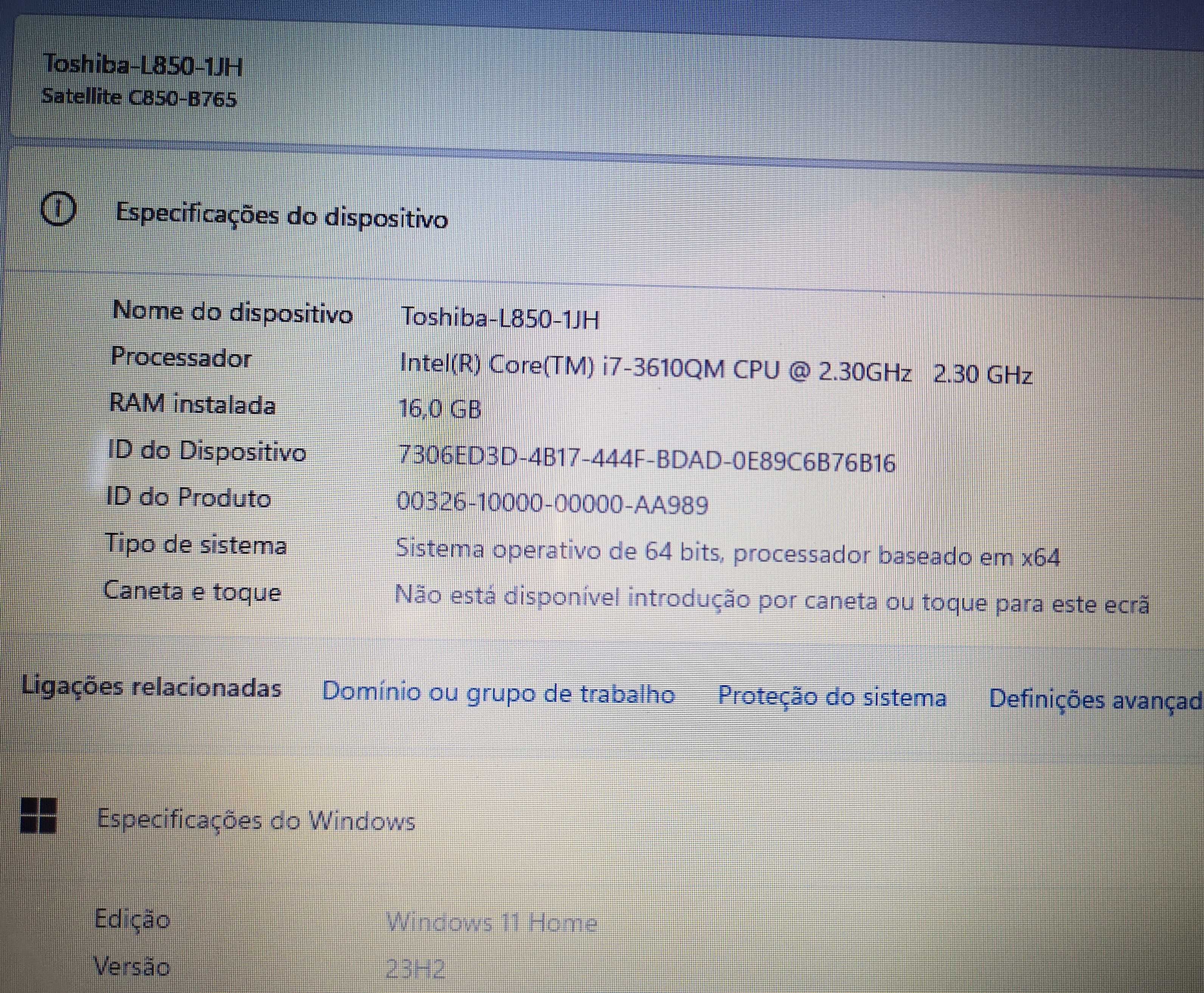 Portátil Toshiba Satellite L850-1JH Como Novo