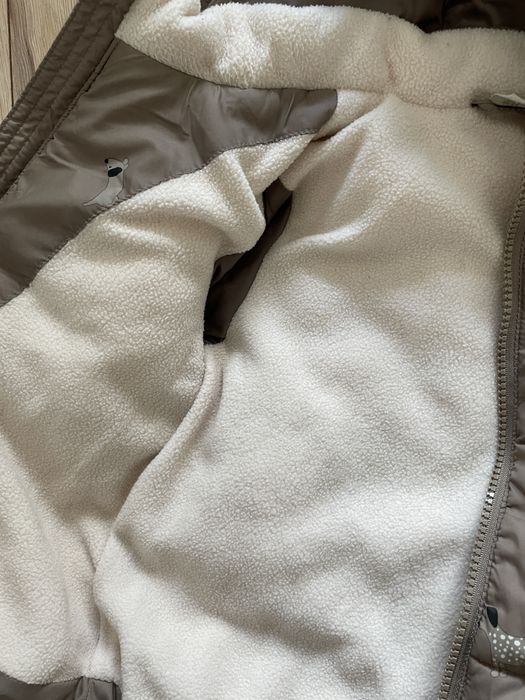 Kurtka zimowa beżowa pieski H&M rozmiar 86