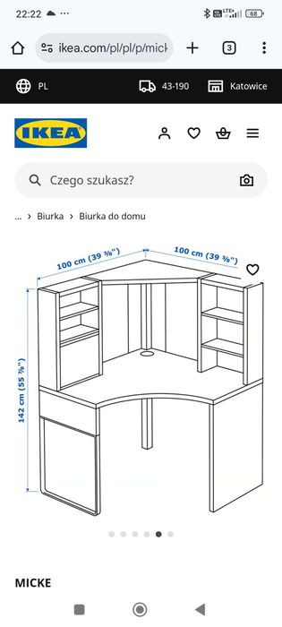 Biurko narożne Ikea MICKE