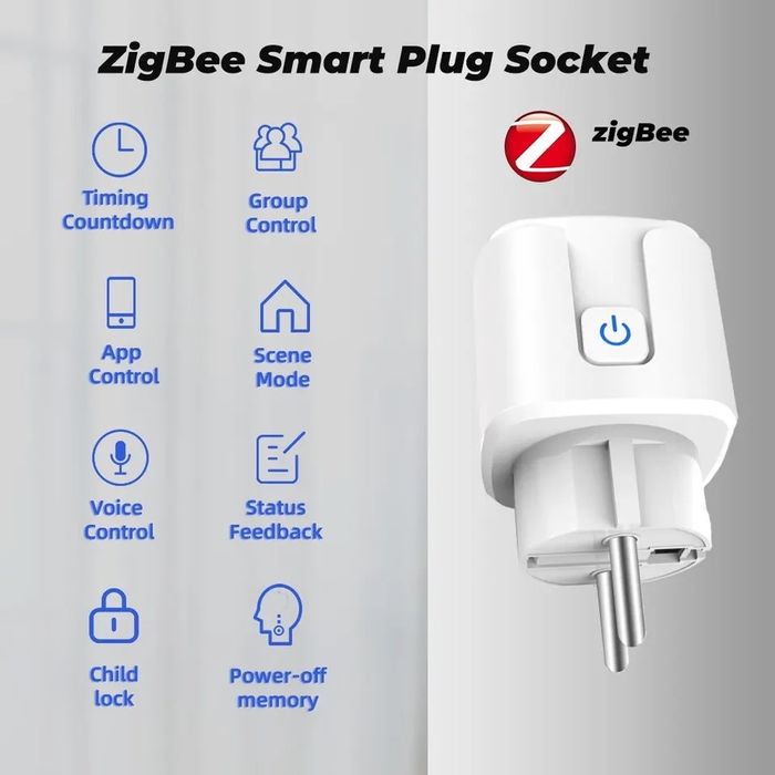 Розумна розeтка Tuya Smart WiFi та Zigbee з таймером і ватметром