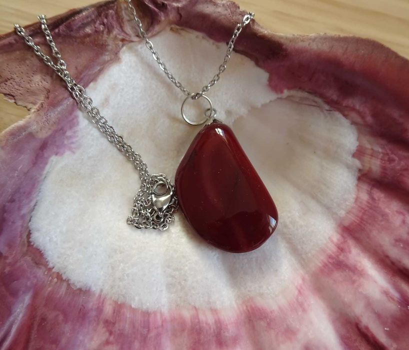 Wisiorek Jaspis mokait Mookait Stal Rękodzieło