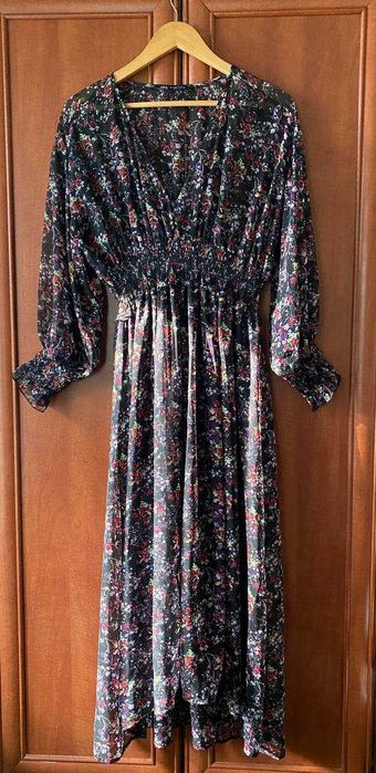 Розкішна довга шифонова квіткова сукня міді плаття ZARA
