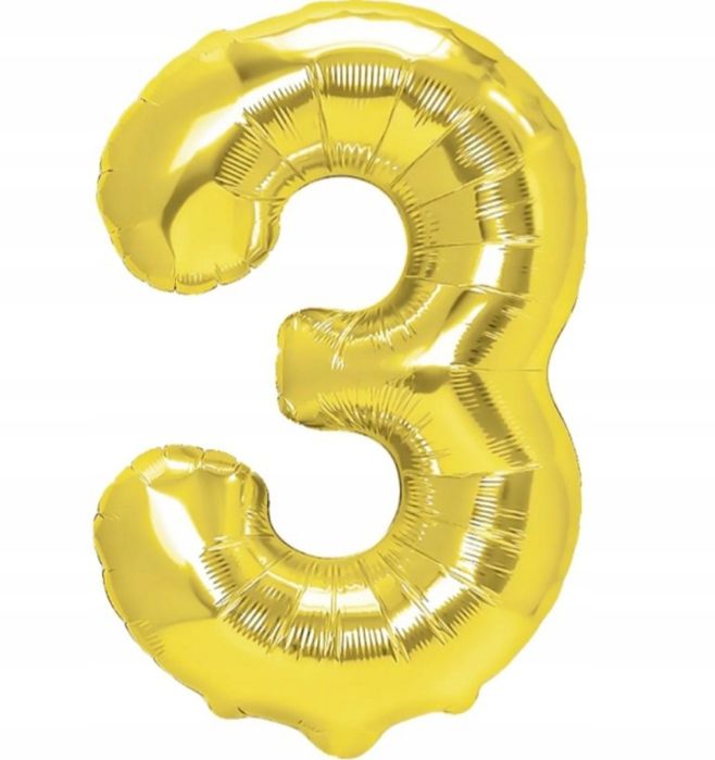 Balon cyfra złota 3 okazja dekoracja urodziny