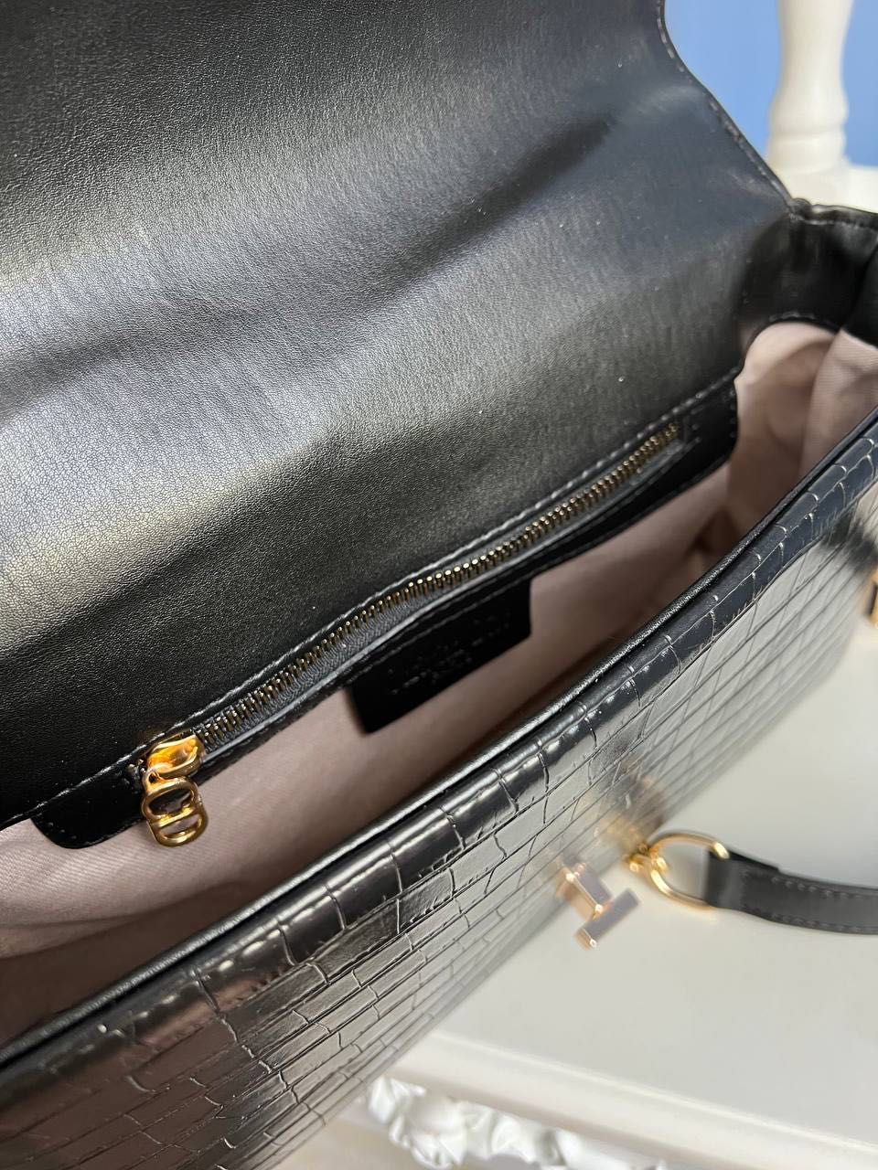 Нова сумка Dior caro croco (black) з документами