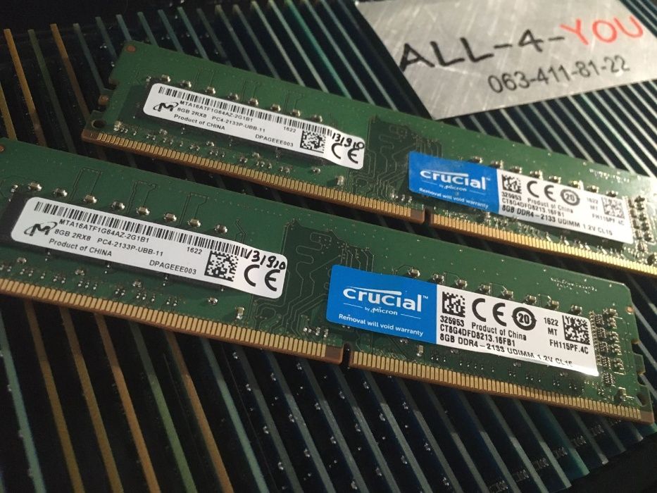 DDR4 8GB 2133 / 2400 / 2666 / 3200  mhZ DIMM Intel/AMD